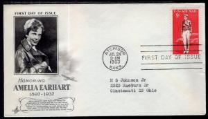 US C68 Amelia Earhart Artcraft Typed FDC