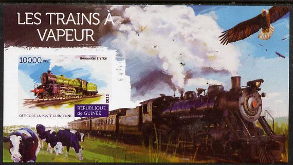 Guinea - Conakry 2015 Steam Trains #2 imperf deluxe sheet...