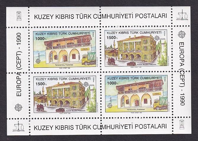 Cyprus  Turkish   #269a-270a  MNH    1990  sheet Europa  post offices