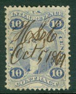 EDW1949SELL : USA 1872 Scott #R34be Ultramarine. VF Used Fresh & Choice. Scarce.