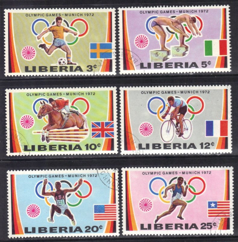 LIBERIA SC# 591-96 1972 **CTO** MUNICH OLYMPICS SEE SCAN