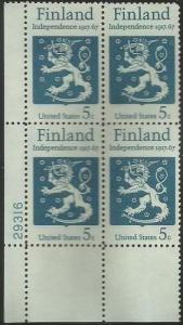 Scott #1334 MNH Finnish Independance Plate Block of 4