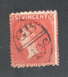 St. Vincent, Scott #23   VF, Used, 1sh vermillion,  CV $100.00  ...... 6050014