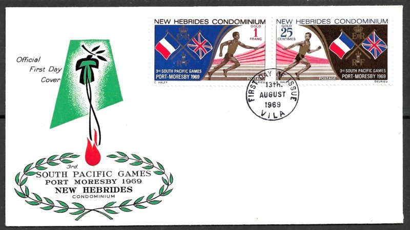 NEW HEBRIDES BRITISH 1969 South Pacific Games Set Sc 133-134 Cachet FDC