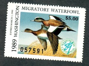 WA4 Washington #4 MNH State Waterfowl Duck Stamp - 1989 Wigeon