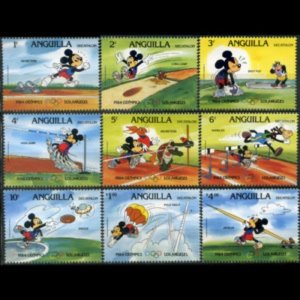 ANGUILLA 1984 - Scott# 559a-67a Disney-Olympics Set of 9 NH