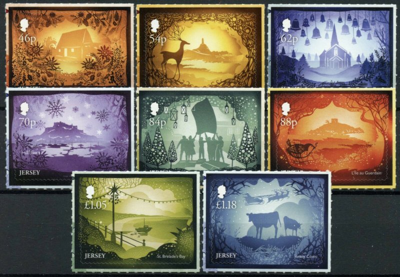 Jersey Christmas Stamps 2020 MNH Festive Scenes Landscapes Animals 8v S/A Set