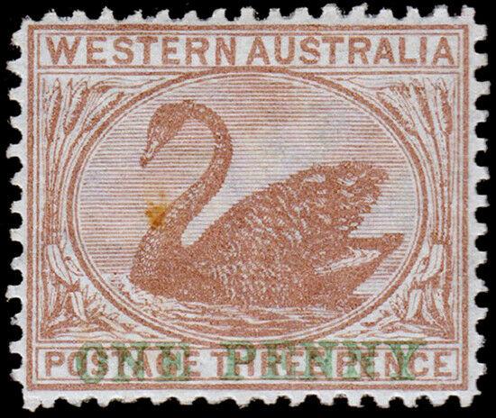 Western Australia Scott 69a, Perf. 14 (1893) Mint H F-VF, CV $16.00 M