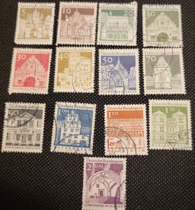 Germany, 1966-69, short set, # 936-51, Buildings & Gates, used, SCV$4.60