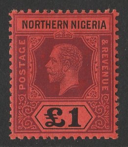 NORTHERN NIGERIA 1912 KGV £1 purple & black on red. MNH **. 