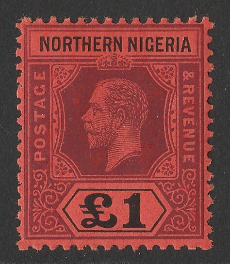 NORTHERN NIGERIA 1912 KGV £1 purple & black on red. MNH **. 