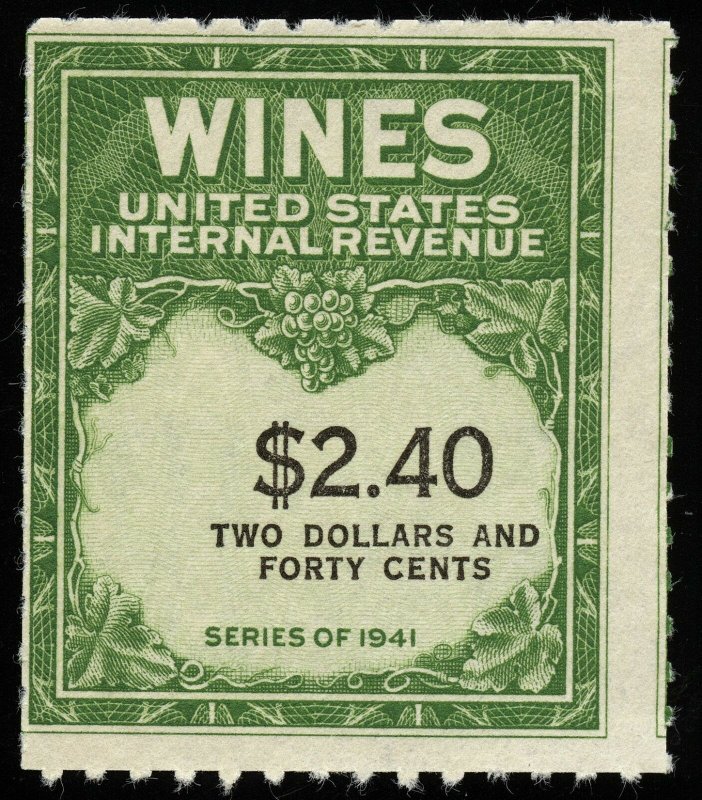 01689 U.S. Revenue Scott RE153 $2.40 wine stamp, MNH