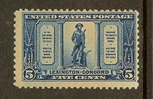 United States, Scott #619; 5c Lexington-Concord, MNH