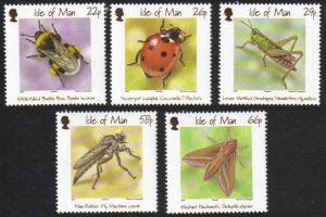 Isle of Man #895-9 mint set, insects, issued 2001