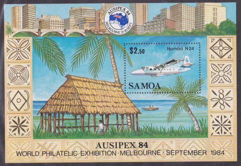 Samoa # 633, Airplane - Nomad N24, Ausipex 84, NH, 1/3 Cat.