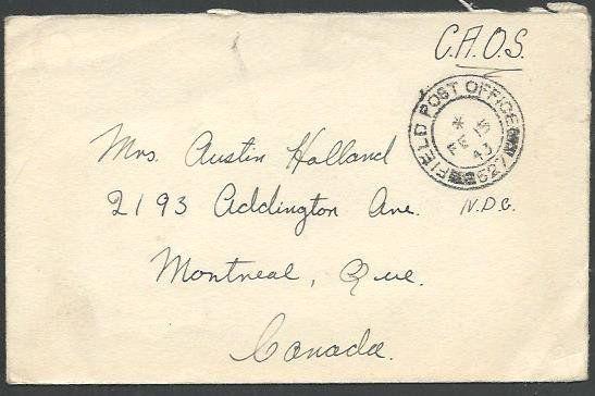 CANADA 1943 WW2 active service cover FIELD PO 527..........................64352