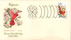 #1998 Virginia Birds - Flowers APAS FDC