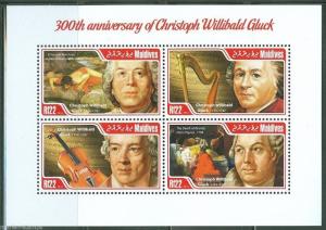 MALDIVE  ISLANDS 2014 300th BIRTH  ANNIVERSARY OF CHRISTOPHER GLUCK SHT  MINT NH