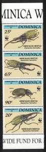 Dominica WWF Hercules Beetle Strip of 4v 1994 MNH SC#1647-1650