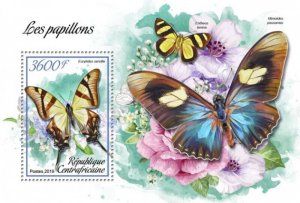 Central Africa - 2019 Butterflies - Stamp Souvenir Sheet - CA190109b