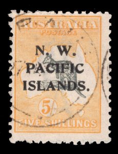 MOMEN: NORTH WEST PACIFIC ISLANDS SG #16 1919 5sh KANGAROO USED £80 LOT #67571*