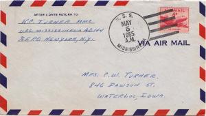 United States Ships 6c DC-4 Skymaster 1957 U.S.S. Mississa Type 2 AO 144 Airm...