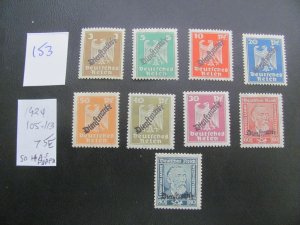 Germany 1924 MNH MI. 105-113  OFFICIAL SET  VF/XF 75 EUROS  (153)