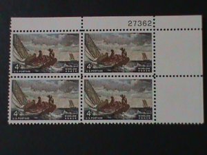 ​UNITED STATES-1962 SC#1207-WINSLOW HOMER-MNH-IMPRINT PLATE BLOCK-62 YEARS OLD