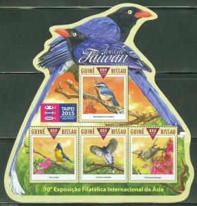 GUINEA BISSAU 2015 BIRDS TAIPEI 2015 30th ASIAN INT'L STAMP EXHIBITION SHT MINT