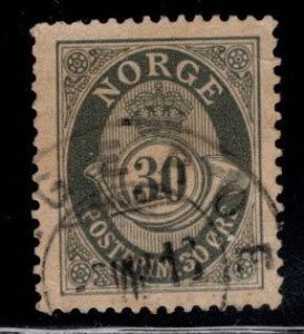 Norway Scott 55 Used Post Horn stamp wmk 160, perf 14.5x13.5