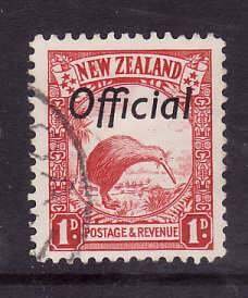 New Zealand-Sc#O58-SG O115- id6-used 1p Kiwi-perf 13.5x14-Official-1936-