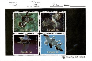 Canada, Postage Stamp, #1098a Block Mint NH, 1986 Birds (AJ)