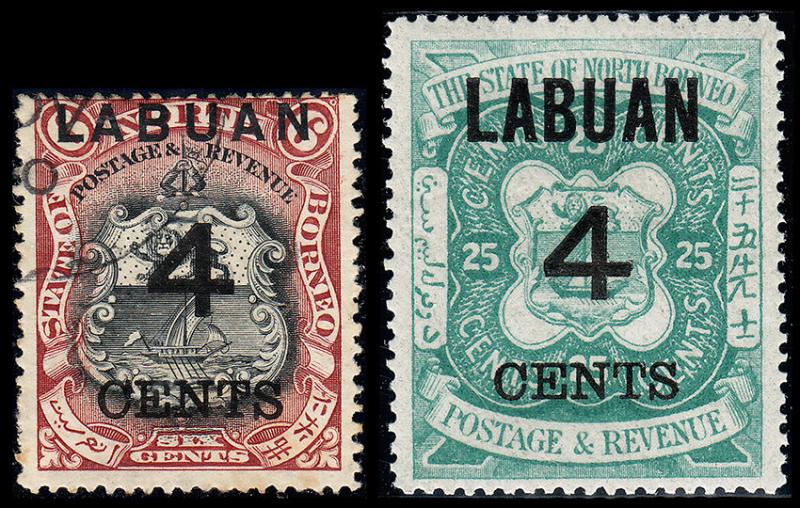 Labuan Scott 88, 93 (1899) Used/Mint H F-VF, CV $29.75