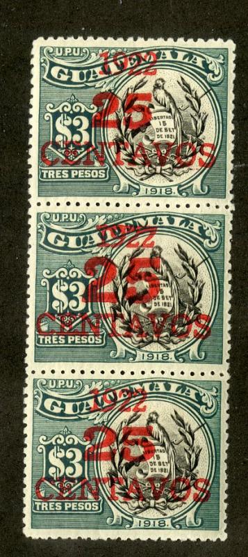 GUATEMALA 198 (2), 198a, 196c MH STRIP/3 SCV $1.20 BIN $0.60 BIRD