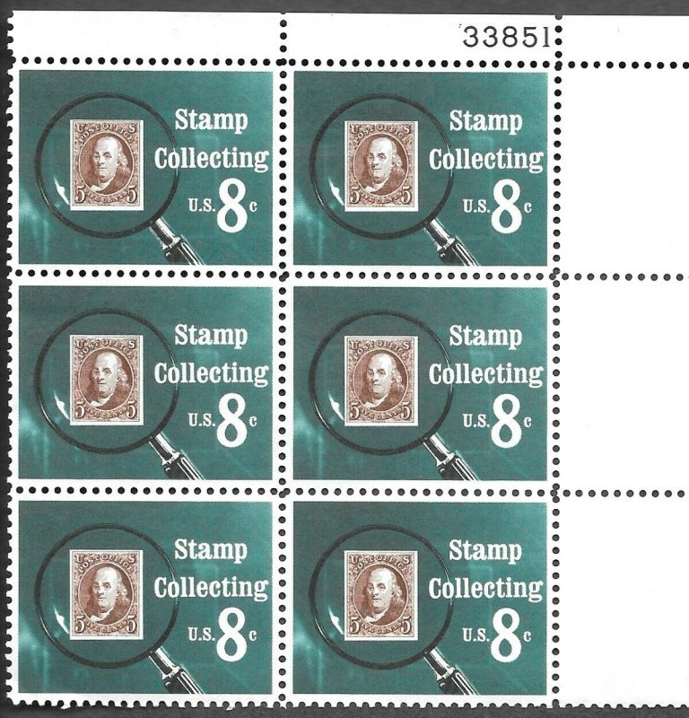 U.S. 1972, #1474, 8c Stamp Collecting, Block of six, MNH