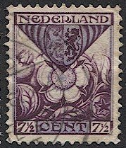 NETHERLANDS 1925 Sc B10 Used Charity / Coat of Arms F, BIN $2.00