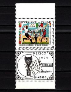 / Chad, Scott cat. C88 A. Mexico Soccer value with Tab o/p MUNICH 72.  