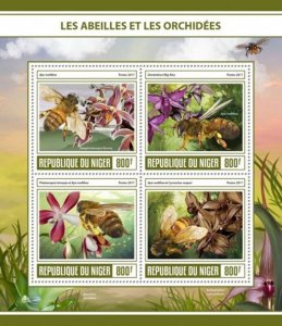 Niger - 2017 Bees & Orchids - 4 Stamp Sheet - NIG17310a