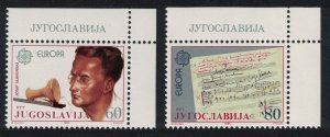 Yugoslavia Josip Slavenski composer Music Europa 2v Corners 1985 MNH