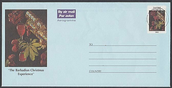 BARBADOS 2002 80c Christmas pictorial aerogramme - GPO cds..................K162