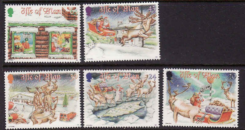 Isle of Man-SC#803-7-set-unused-NH-Christmas-1998-