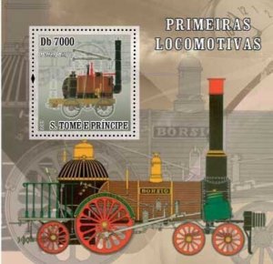 SAO TOME - 2007 - Vintage Steam Trains #5 - Perf Souv Sheet - Mint Never Hinged