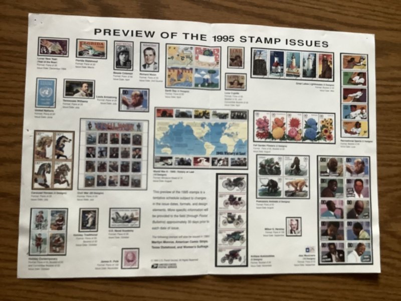 #1995 FDC USPS Preview of the 1995 Stamp Program Poster (11215)