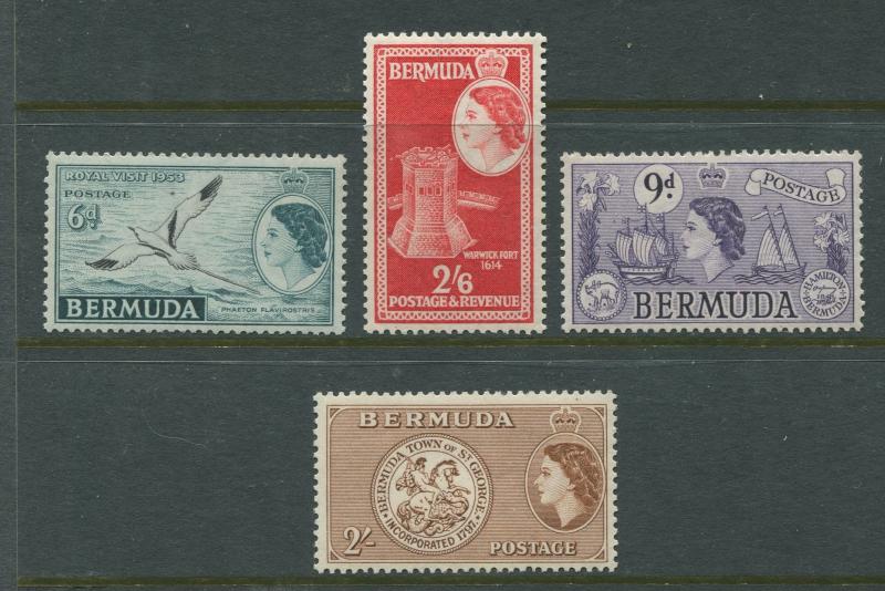 Bermuda - Scott 152-54-58-59 - QEII-Definative-1953 - MVLH - 4 Stamps in Set