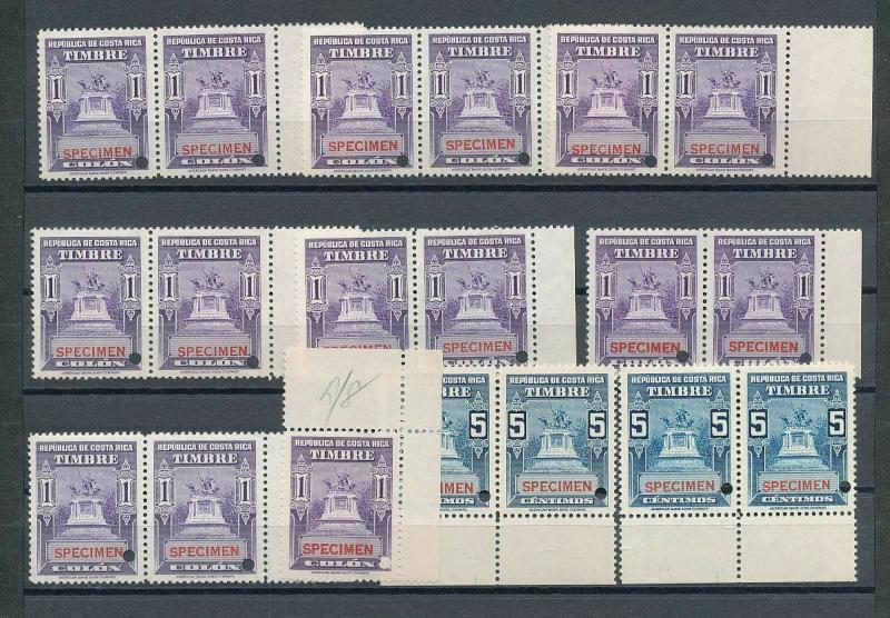 Costa Rica Specimens MNH Blocks (95 Stamps) (AC 1020