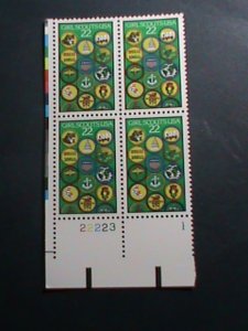 ​UNITED STATES-1987 SC#2251 75TH ANNIVERSARY-GIRL SCOUTS -MNH PLATE BLOCK OF 4