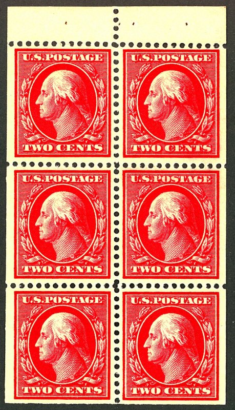 U.S. #375a MINT BOOKLET OF 6 OG NH SELVAGE LH