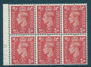 QB34 2½d Pale Scarlet booklet pane UNMOUNTED MNT/MNH