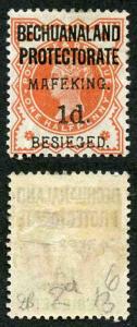 Mafeking Siege SG6 1d on 1/2d Vermilion M/Mint (hinge remainders)