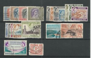 Rhodesia & Nyasaland, Postage Stamp, #150-3, 159-69, 175-7, J1 Used, JFZ